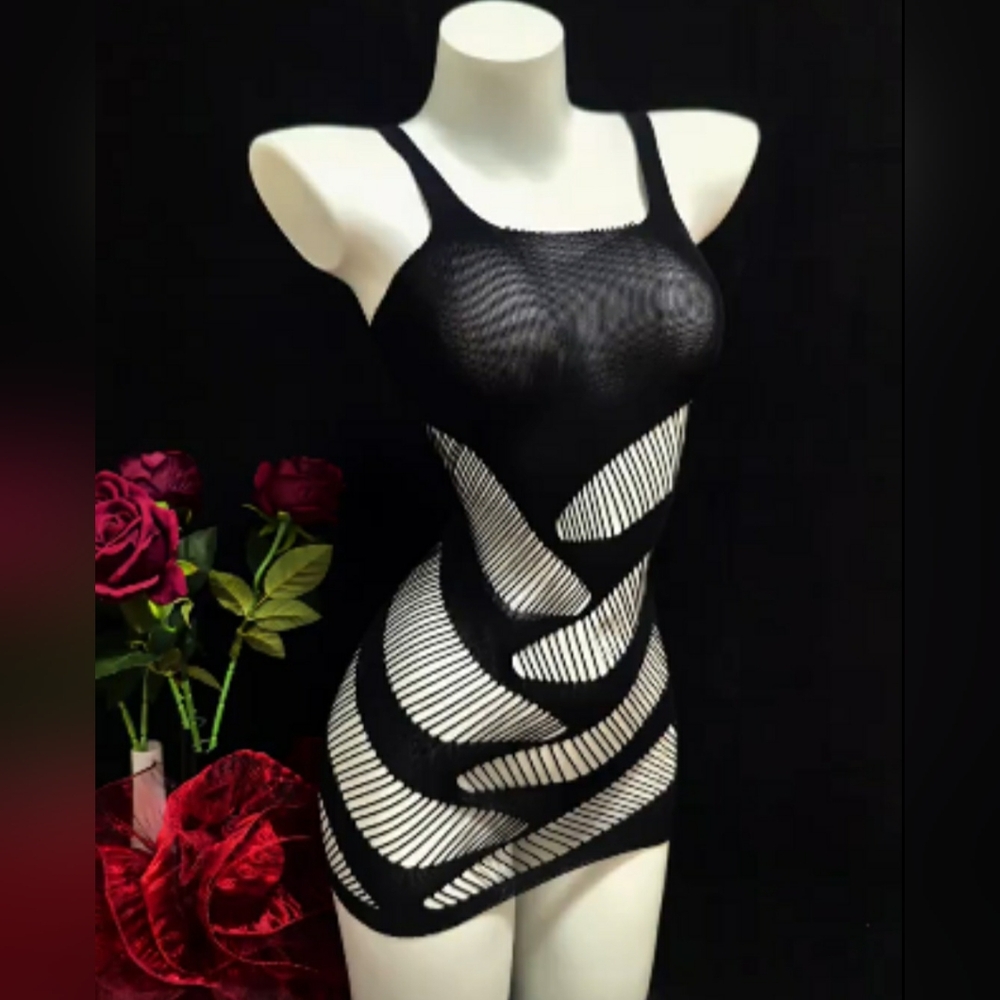 Chic Black Mesh lingerie Dress, OSFM, NWT